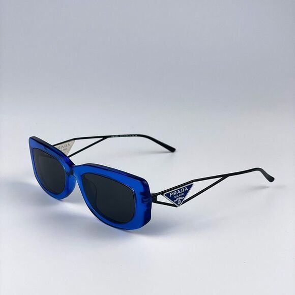 Prada PR14YS 18M5S0 Sunglasses Crystal Electric Blue Grey Rectangle Women - Picture 8 of 12